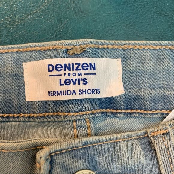 Denizen From Levi's Mid Rise Bermuda Shorts Blue Stretchy Jean Shorts 4 27 NEW - Picture 6 of 10
